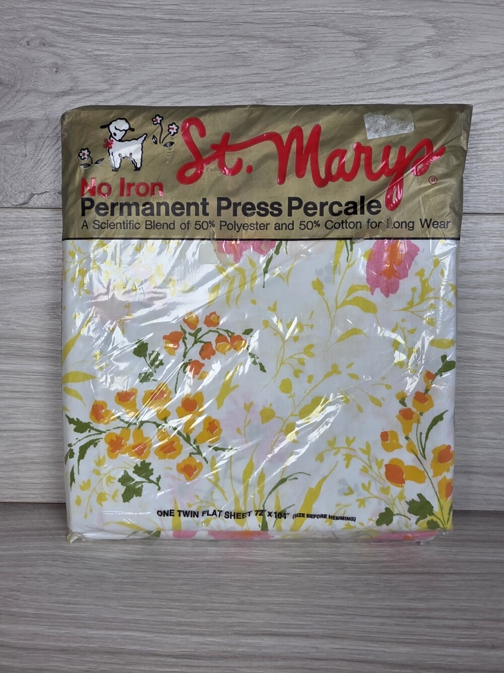 NOS St. Marys Twin Flat Sheet Mayfair Floral 70s 72 X 104" Multicolor SU1